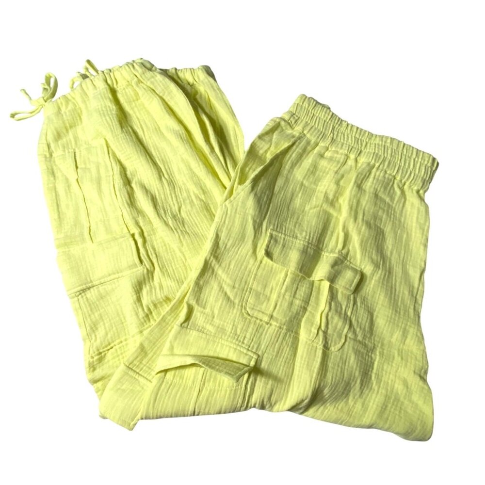 Urban Outfitters Yellow Crinkled Cotton Cargo Pants Size XXXL